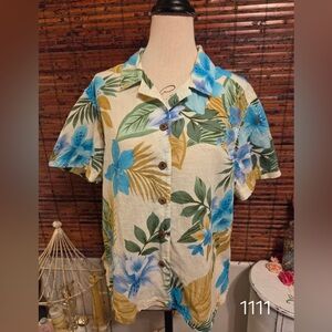 Tropical Blue Floral Button-Up Shirt